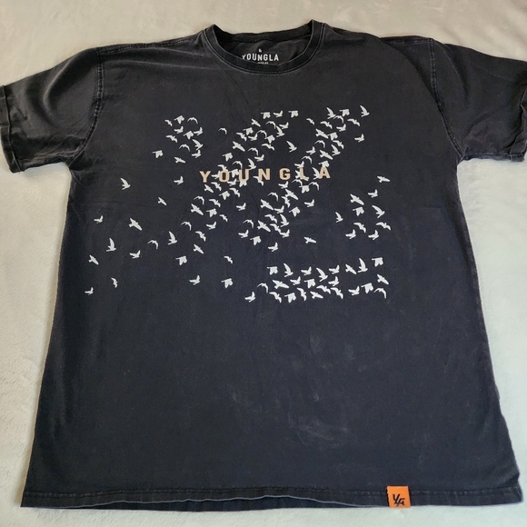 Youngla Los Angeles Black Tshirt With Bird Graphics Size XL - Picture 1 of 8